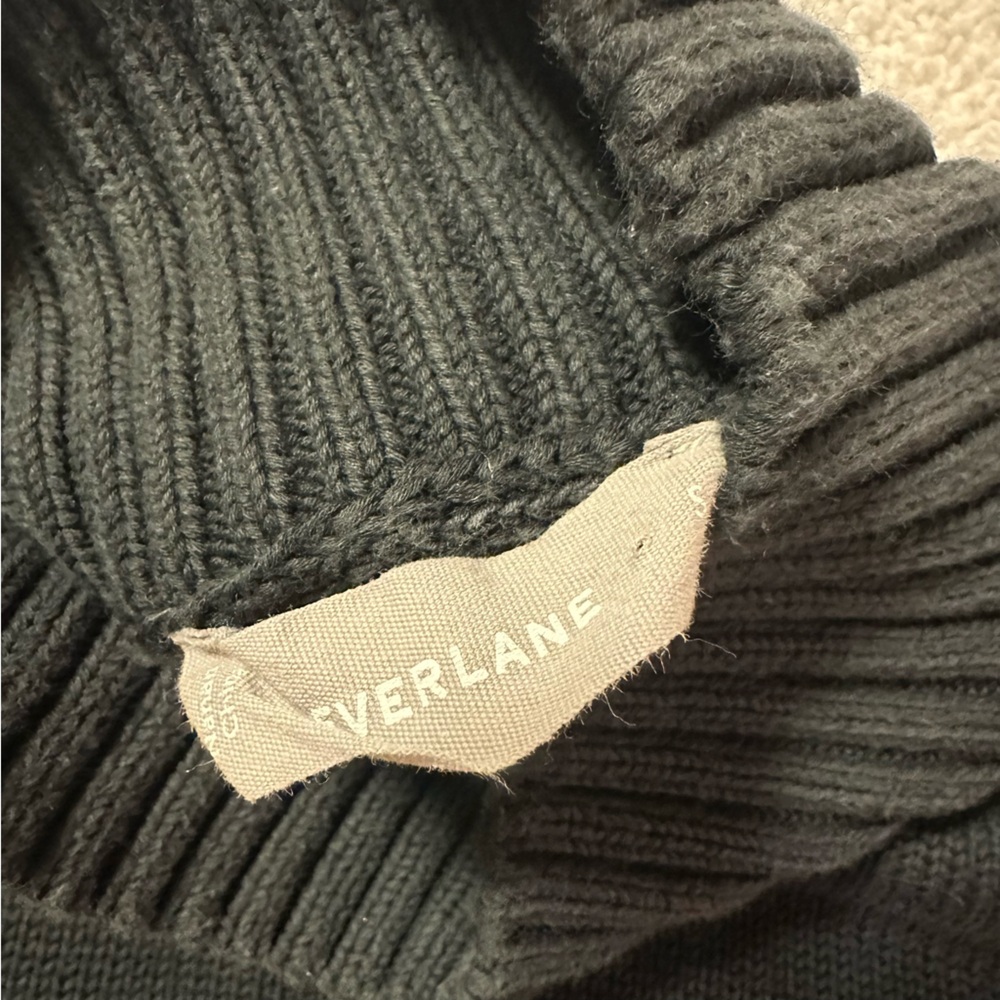 Everlane Black Cotton Mock Neck Rib Knit Sweater - Picture 11 of 12